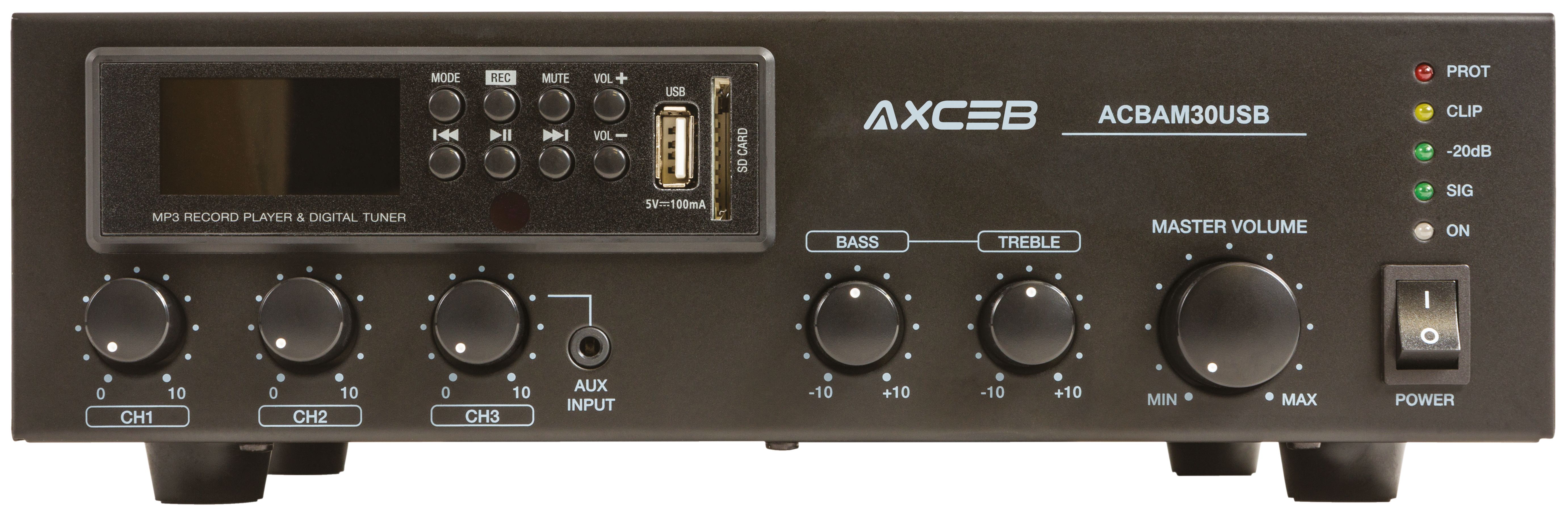 Ampli mélangeur compact120W avec Tuner AM/FM lecteur USB/SD/Bluetooth