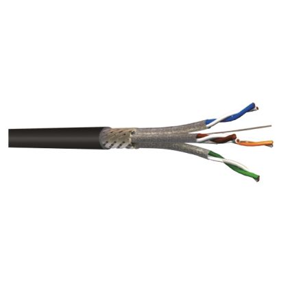 Câble AUDIOLAN6A souple AWG23 S/FTP CAT6A - Gaine PUR noire - Touret de 1000m